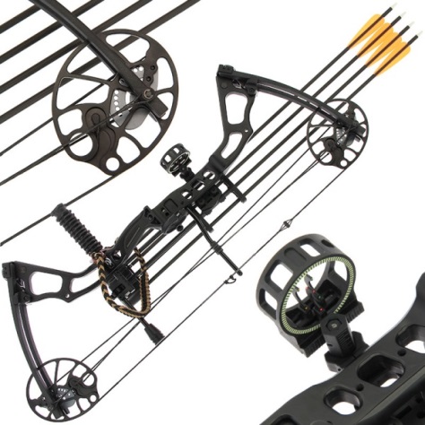 15 to 70lb Draw Black Chikara Archery Compound Bow Set