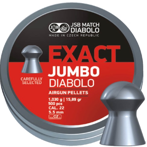 JSB Exact Jumbo Pellets 5.52mm .22 Calibre 15.89 grain Tins of 500 x 10 Tins