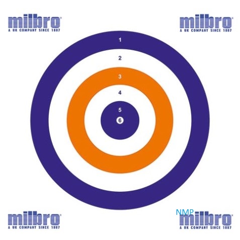 Milbro ALL ROUNDER RED WHITE BLUE AIR GUN TARGETS Pack of 100 Card Targets 17cm