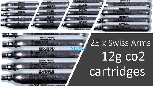 Swiss Arms 12 gram Co2 Cartridges for Air Gun a pack of 50