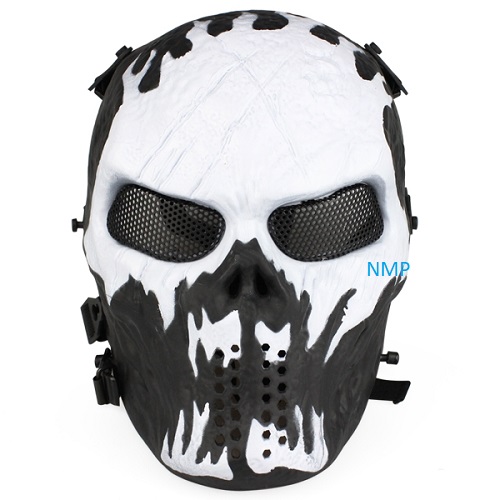 Airsoft BB Gun Face Mask Big Foot Tactial Skull (Black/White)