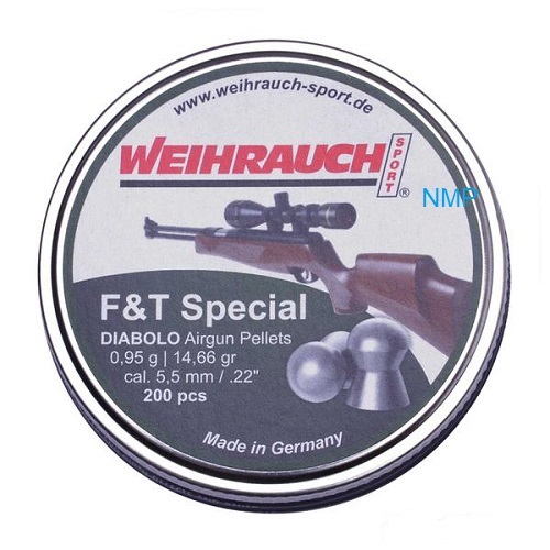 Weihrauch F&T Special .22 calibre 5.53mm 14.66 Grains tin of 200 x 20 tins