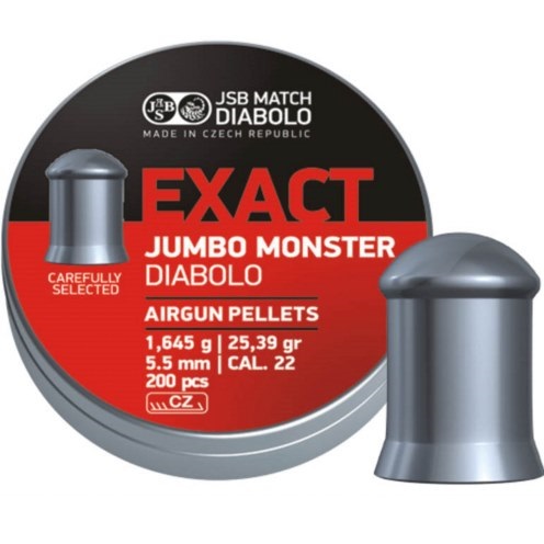 JSB Jumbo Exact Monster Pellets 5.52mm .22 Calibre 25.39 grain Tins of 200 x 20 tins