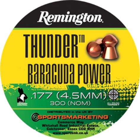 Remington Thunder BARACUDA Power ( same as H&N Baracuda Power ) .177 calibre Semi Pointed Copper Coated Air Gun Pellets 10.65 gr Tin of 300